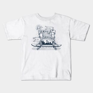 Skateboarding emblem in sketch style Kids T-Shirt